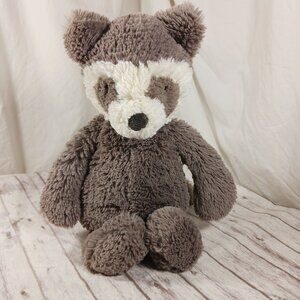 JellyCat Bashful Raccoon Brown White Plush Stuffed Animal 12"